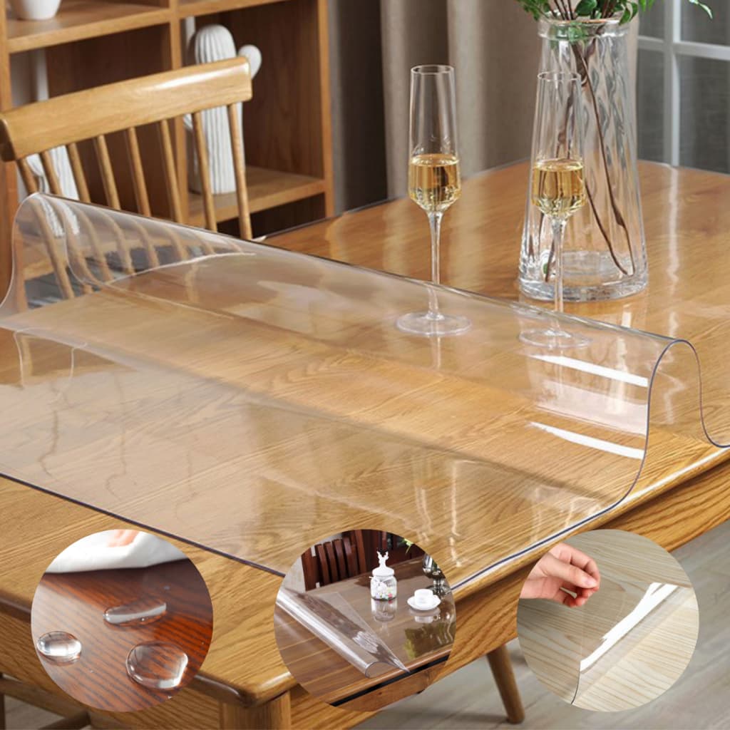 Toalha De Mesa 1,00 X 1,40 Plástico Impermeável Pvc Cor Transparente Cristal Protetora de Tecido