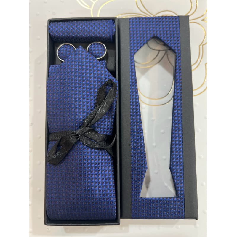 kit presente gravata + lenço + abotoadura slim (5.5cm) na caixa de ótima qualidade