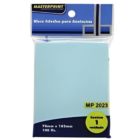 Bloco adesivo para anotações 76x102mm azul - MasterPrint