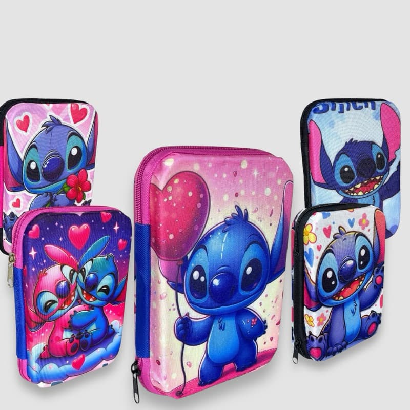 ESTOJO BOX 100 PENS STITCH INFANTIL ESCOLAR.