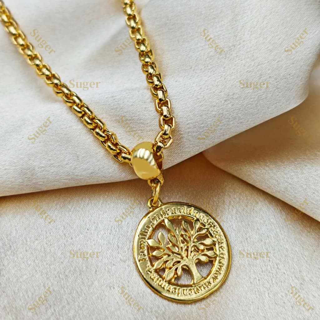 Kit Conjunto Colar pingente Árvore Da Vida banhado ouro 18k Corrente de Feminino Acessórios Femininos necklace