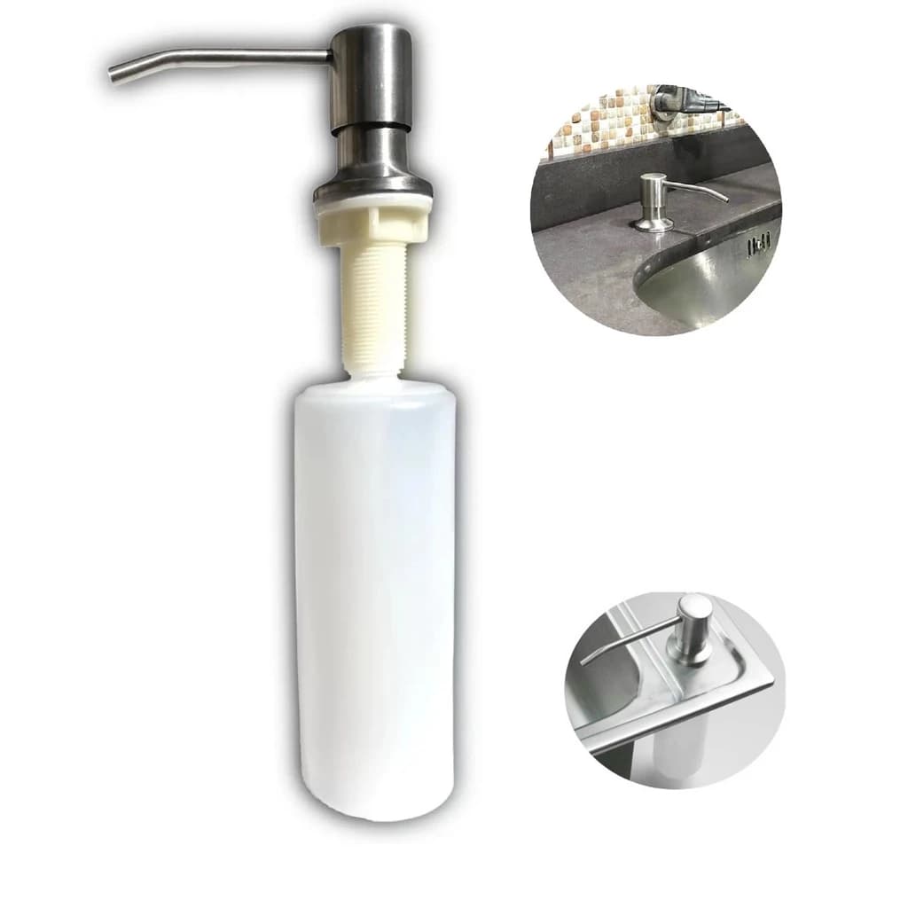 DISPENSER DETERGENTE PORTA SABONETE EMBUTIR DOSADOR INOX