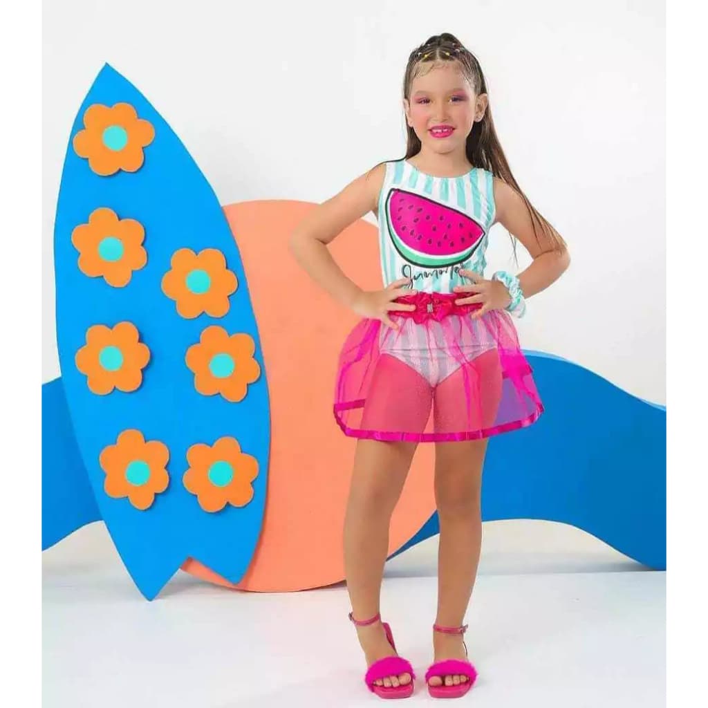 Saia Tutu Saia de Tule Colorida Fantasia Menina Divertida