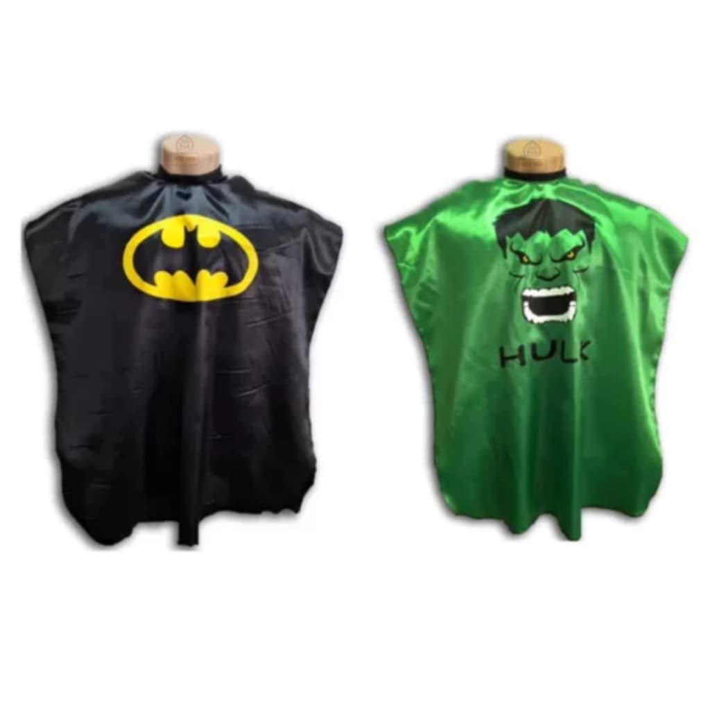 Kit Com Duas Capas Para Cortar Cabelo Infantil Batman & Hulk