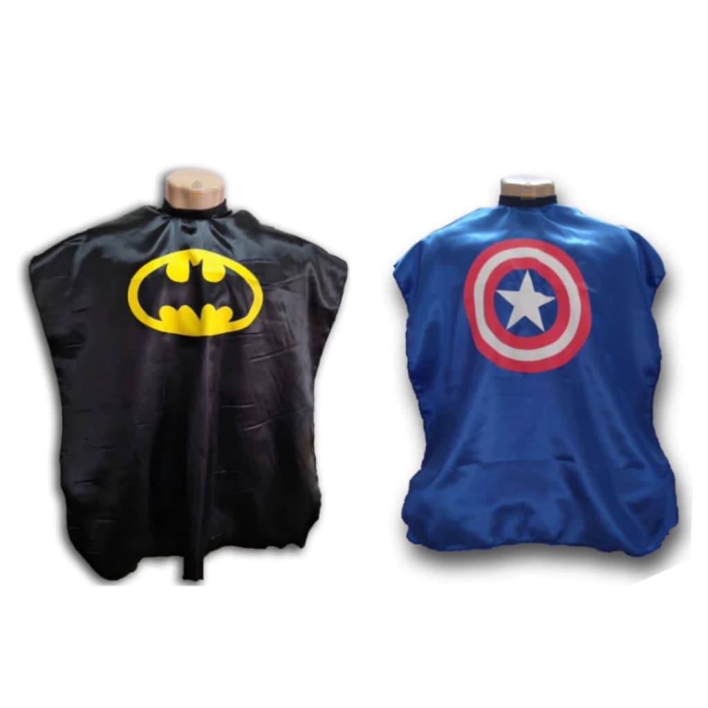 Kit Com Duas Capas Para Cortar Cabelo Infantil Batman & Capitão América