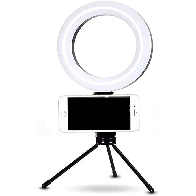 Ring Light 6 Polegadas De Mesa Com Suporte De Celular Cor da estrutura Preto Cor da luz BRANCO-QUENTE BRANCO-FRIO BRANCO