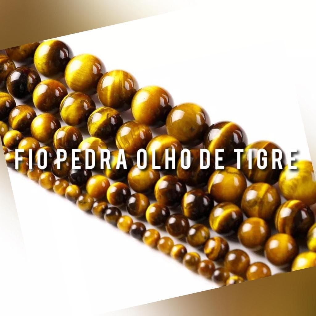 Fio De Pedra Olho De Tigre 4mm/6mm/8mm/10mm - 40Cm Artesanal Religioso Colares, Pulseiras