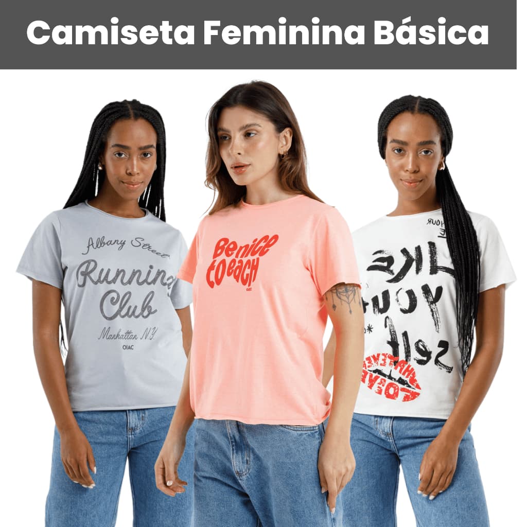 Camiseta Feminina Básica Confortável Casual TS021-C27