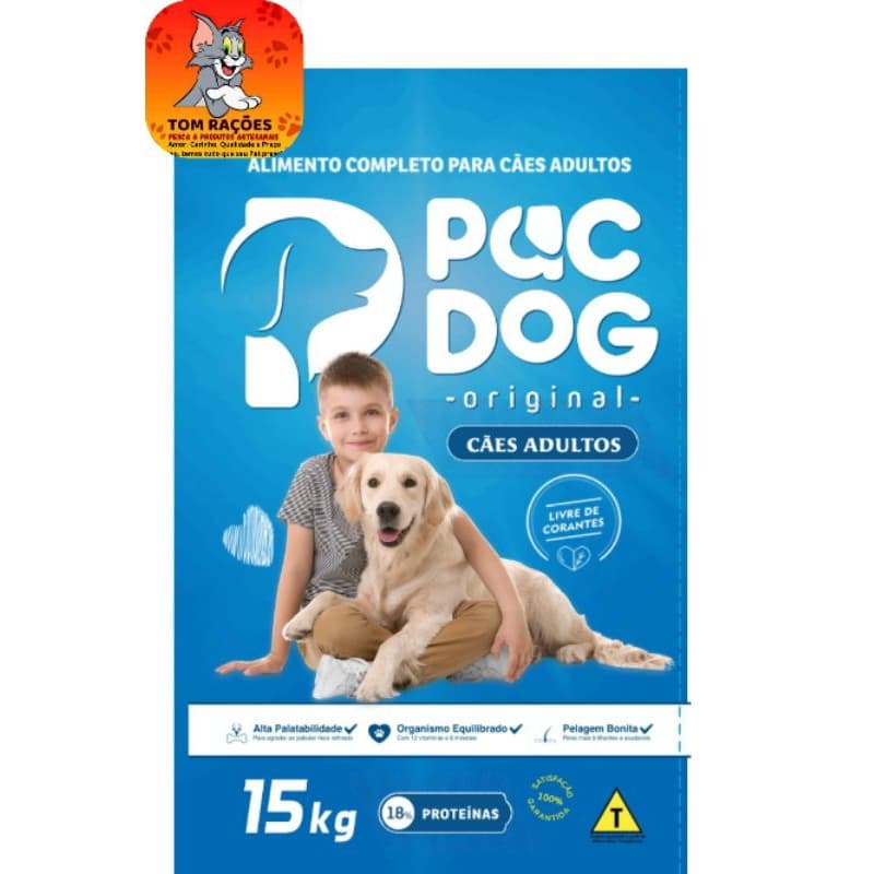15kg, PAC DOG ORIGINAL, ração para cachorro adulto, barata, completa e balanceada, raças medias/grandes, sabor carne..