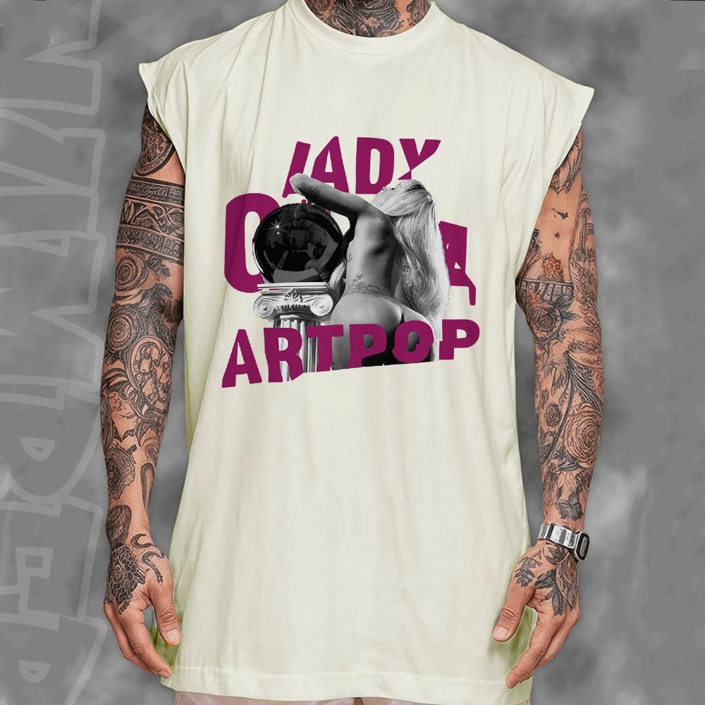 Camiseta regata machao oversized masculino lady gaga album mayhem no brasil world tour em algodao