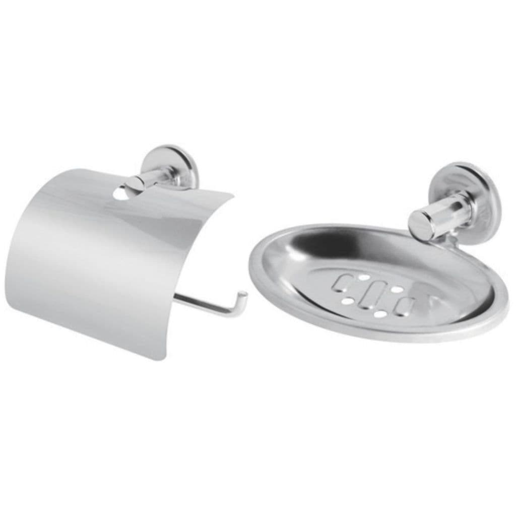 Kit Papeleira e Saboneteira Aço Inox.