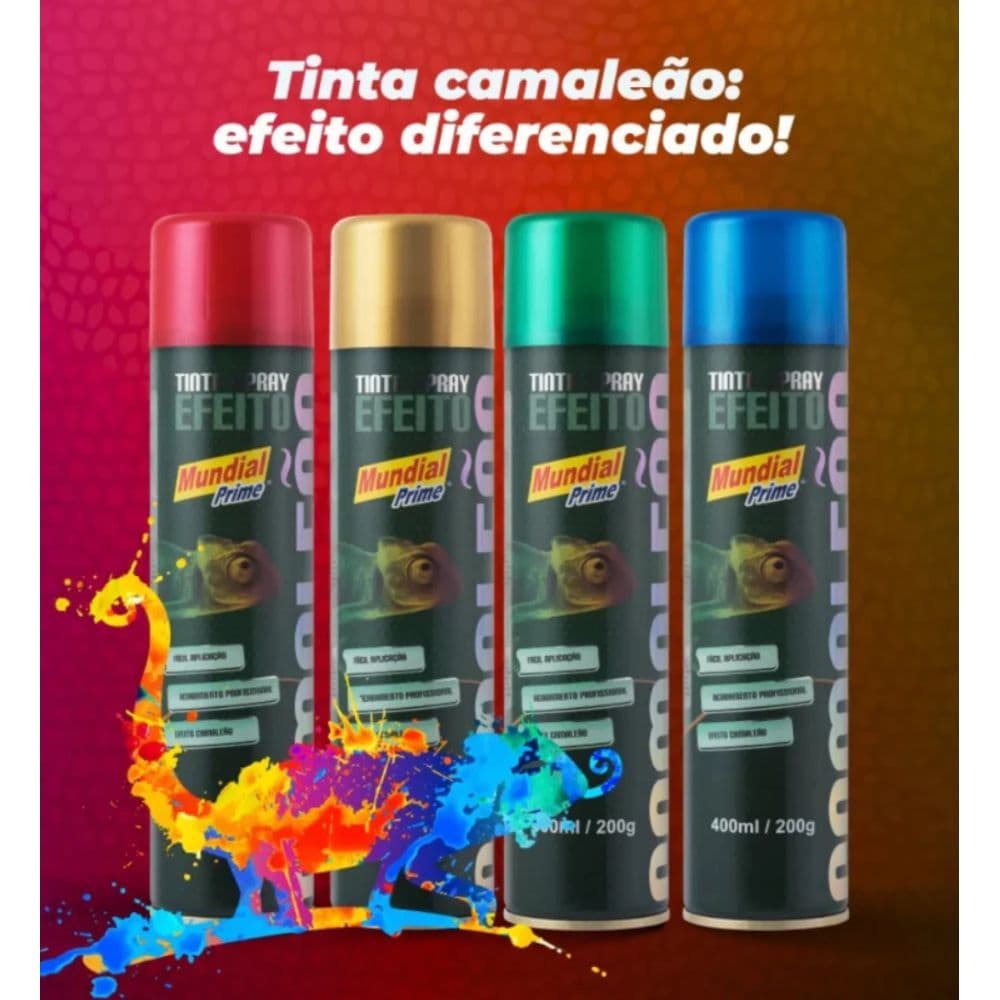Tinta Spray Efeito Camaleão 400ml MUNDIAL PRIME - Escolha a Cor
