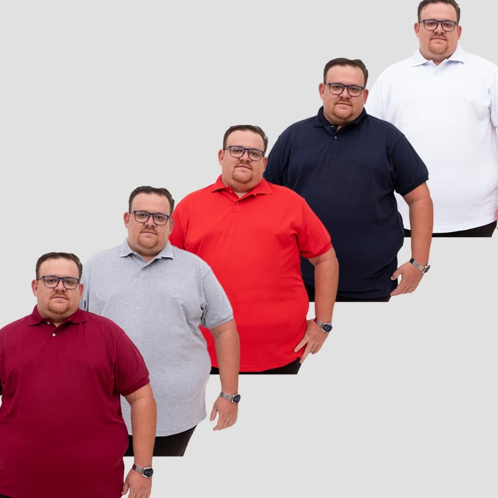 Kit 5 Camisetas Polo Plus Size Masculina Gola Piquet Lisa Confortável Casual Trabalho Uso Diário