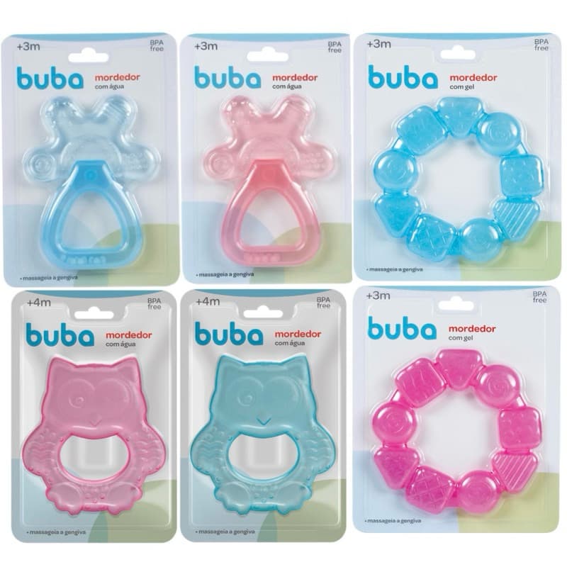 Mordedor de Água - Azul e Rosa - Buba - Mordedor Massageador Dente bebe infantil mordedor
