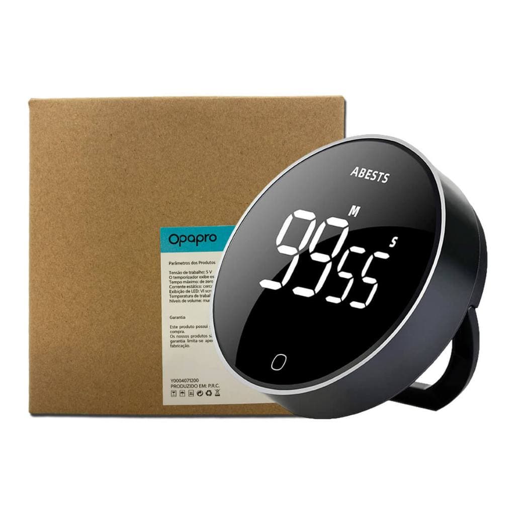 Timer Cronômetro Digital Multifuncional com Tela LED e Volume Ajustável