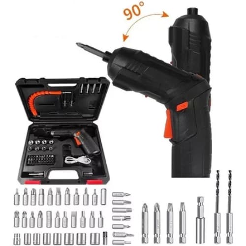 Kit Parafusadeira Elétrica Sem Fio 47 Chaves Fenda Philips Cor Preto 110v/220v