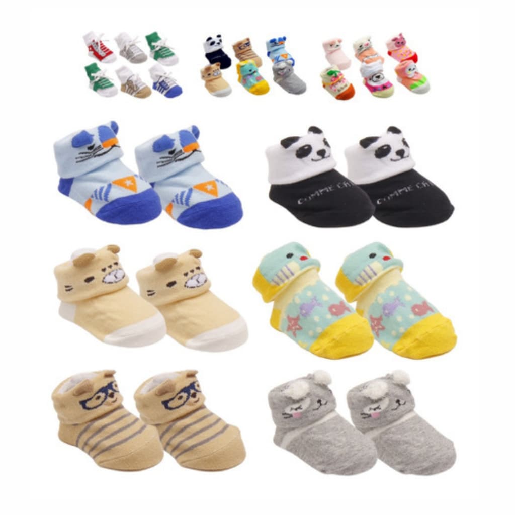 Kit Meias Sapatinhos Bebe Infantil Menino Menina Colorido Sortido Pares