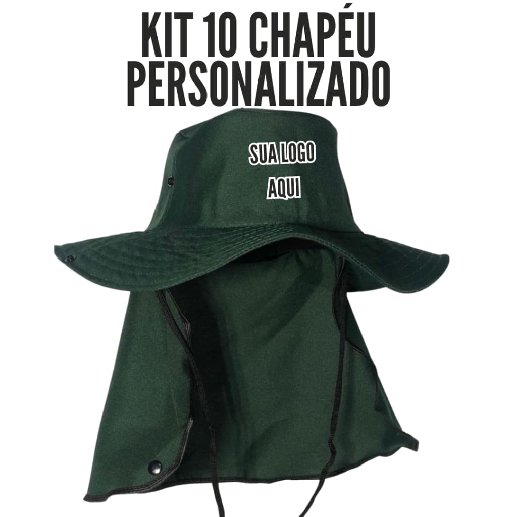 Kit 10 Chapéu Pescador Personalizado Premium Com Proteção