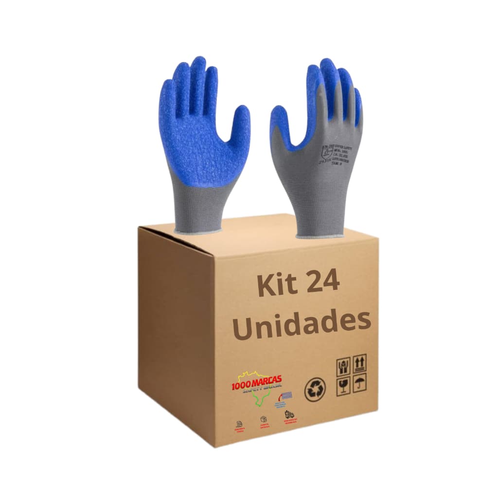 Kit 24 Pares de Luva SuperSafety  Ss1005 Látex Corrugada Pedreiro Jardinagem Jardineiro Roçador Segurança Proteção