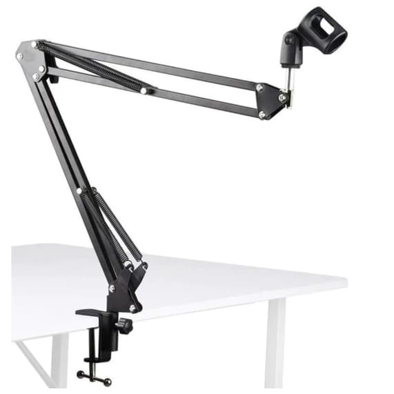 Suporte Para Microfones Metal Pedestal Mesa Articulado Cor De Preto