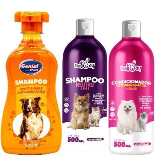 Shampoo 7 em 1, Condicionador Desembaraçador de Pelos E Shampoo Cachorro Pet Antipulgas Anticarrapatos 500ml Caes