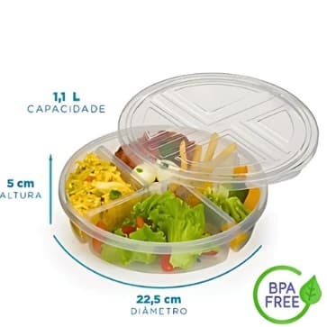 OFERTA Marmita 4 divisórias almoço alimentos Tampa Grande Fitness Pote 4 Divisões Conservadora Nitron