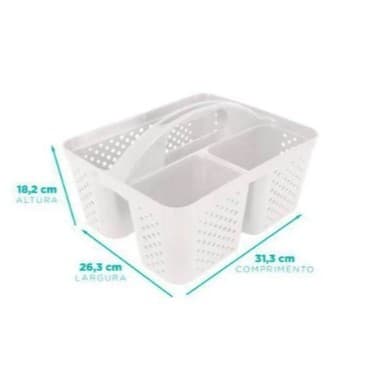Cesto Cestinha Organizadora OFERTA Multiuso C/ Alça Servir Lanches Organiza Produto Limpeza Objeto Branco 284/B Nitron