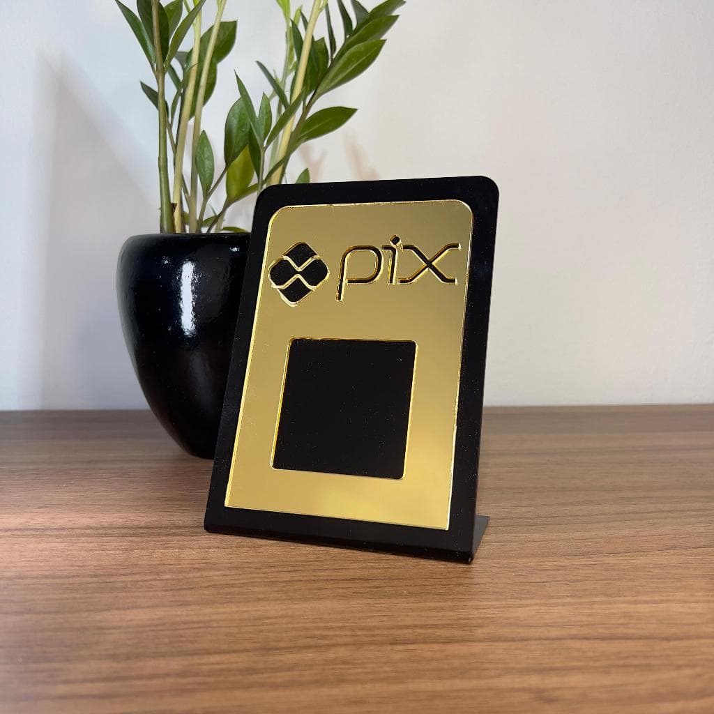 Placa Pix Pagamento Display QrCode Mesa Balcão em Acrílico