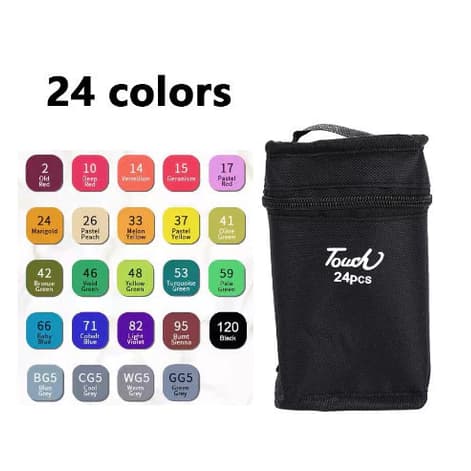 Kit 24 Canetas C/ Estojo Cores Permanente Marcador Ponta Dupla