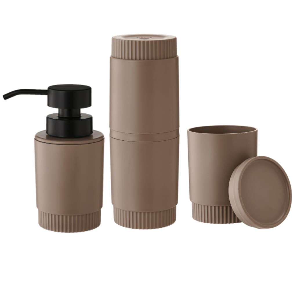Kit Conjunto Banheiro 3 Peças Zichy Plástico Porta Escova Dispenser Sabonete Porta Algodão Ou