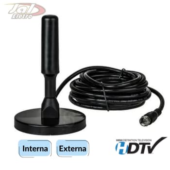 Antena Digital 5 metros Interna & Externa Sinal TV HDTV Base Magnetica Externo a prova d'agua