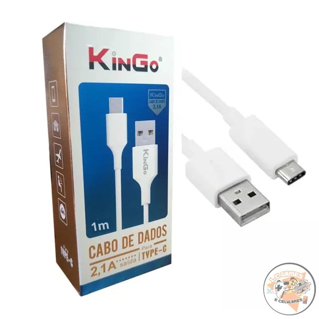 CABO DE DADOS E CARREGAMENTO 2.1A 2 MT TIPO C KINGO