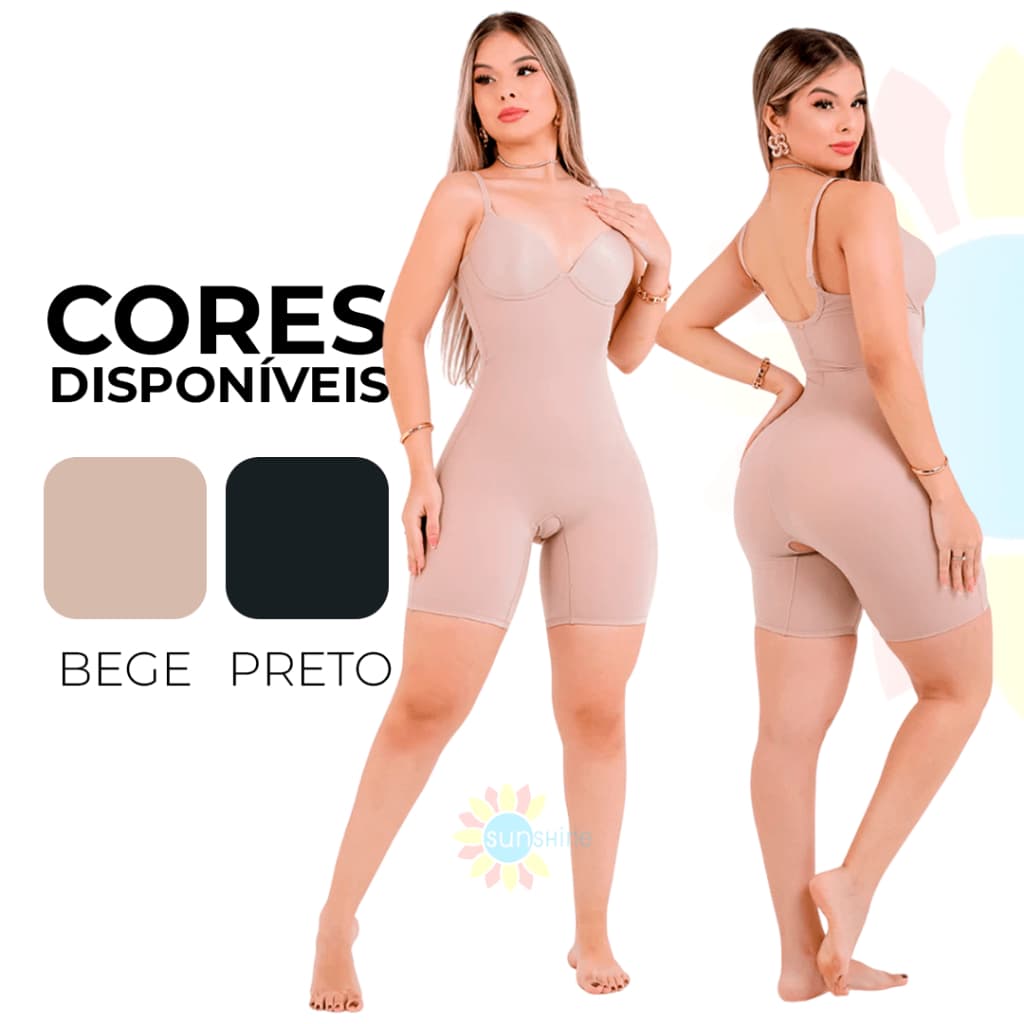 Macaquinho Modelador Compressão Em Cetinete Bori Cintas Redução de Medidas