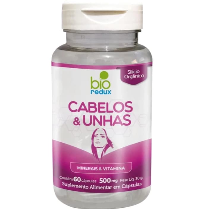 Cabelos e Unhas Bio Redux 500mg com silício orgânico 60 CÁPSULAS