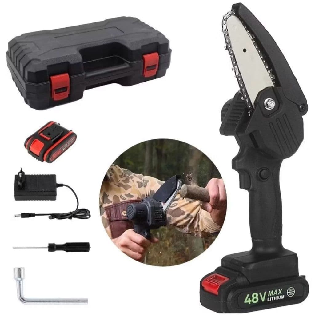Motosserra Elétrica Portátil 6 Polegadas Bateria 48v Com Maleta - 110v 220v