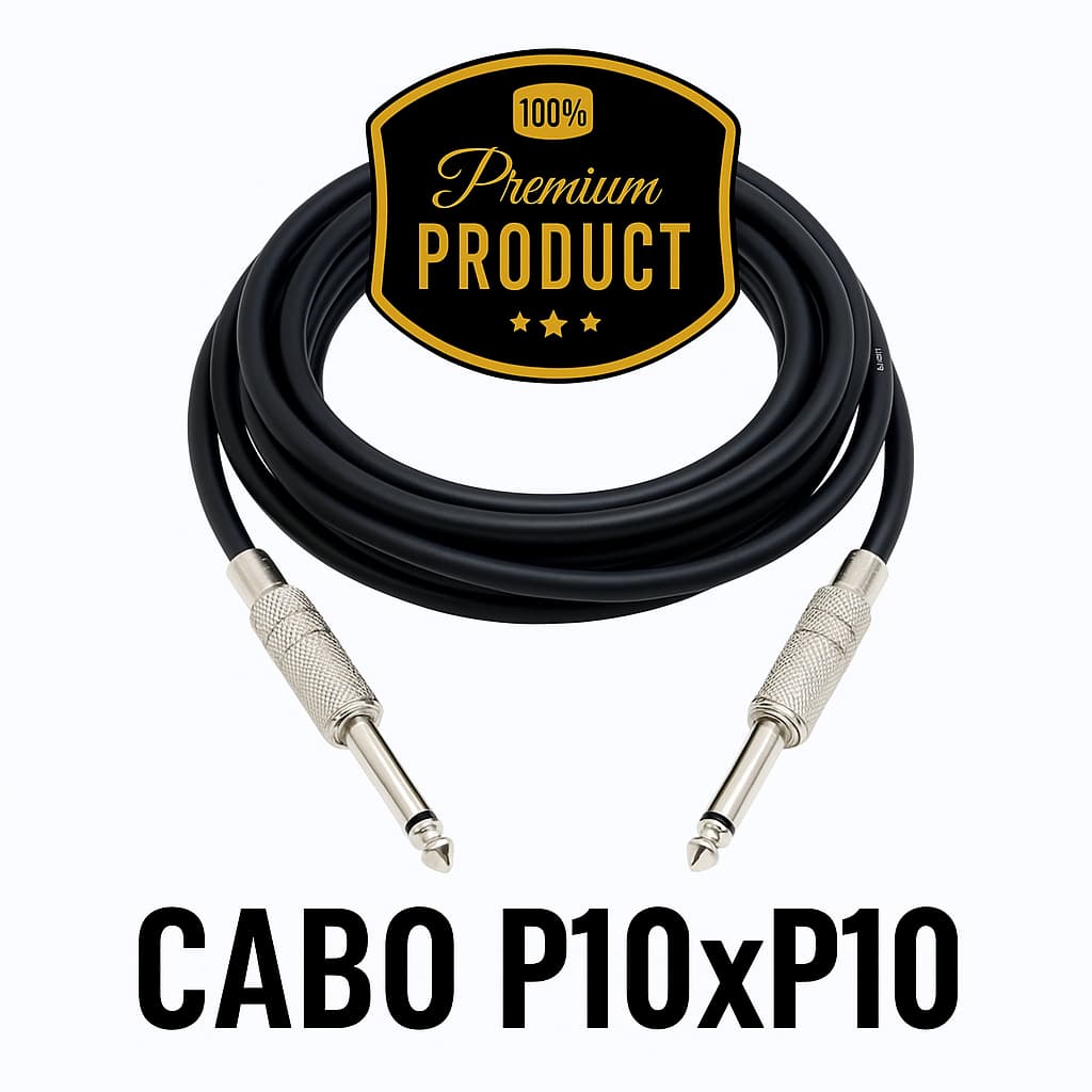 Cabo P10 X P10 5 Metros  ou 3M Guitarra Violão Baixo Caixa Passiva igreja