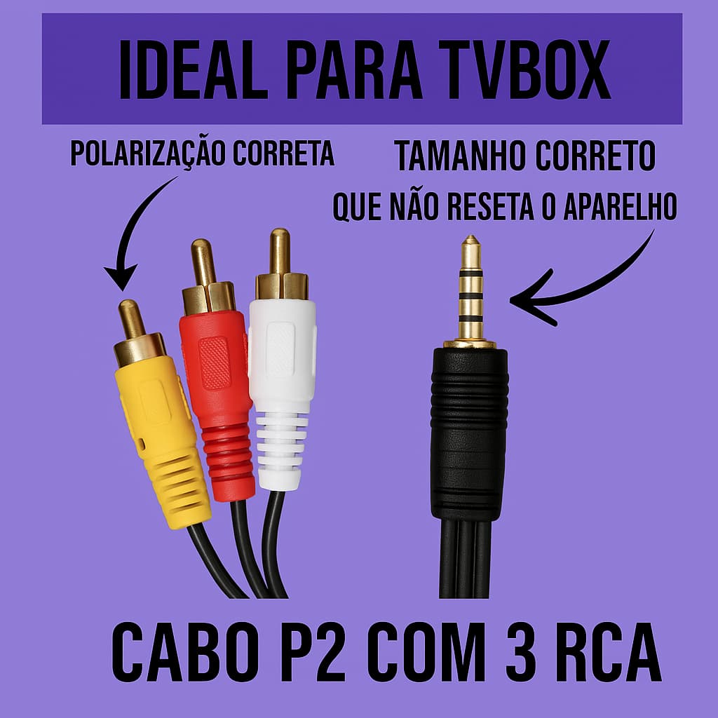 Cabo Adaptador P3 X 3RCA RCA para TV BOX  Raspberry Tv Celular Gps Dvd Audio Video