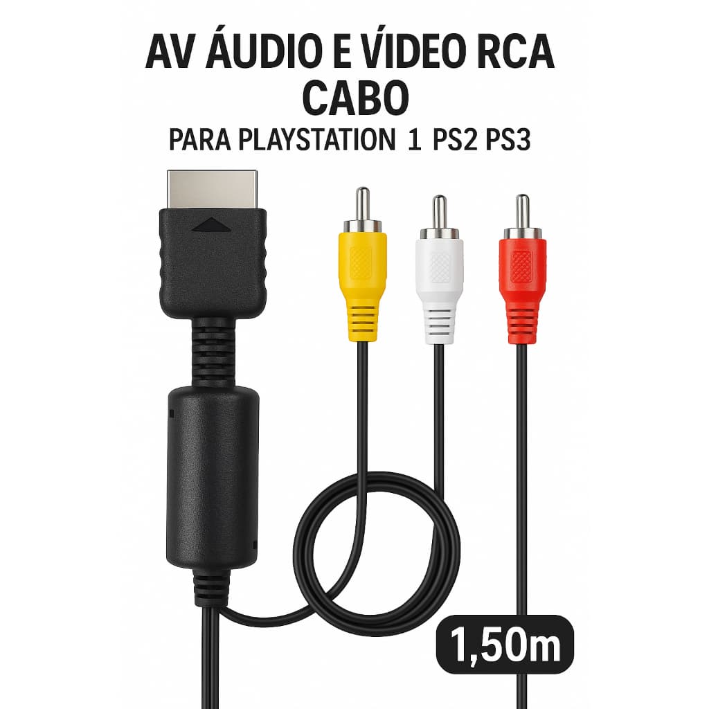 Cabo Av Audio E Video Rca Para Playstation 1 Ps2 Ps3 1.50m