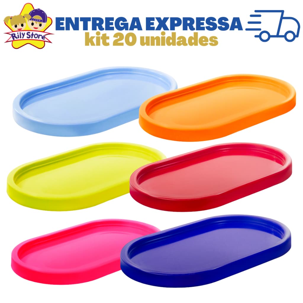 Kit 20 Unidades Bandeja Decorativa Oval 22x13cm - Diversas Cores