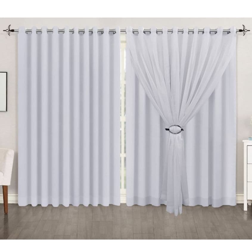 CORTINA 9.0MTS DE LARGURA VOIL LISO C/ FORRO MICROFIBRA TAMANHOS E CORES VARIADAS PARA SALA / QUARTO