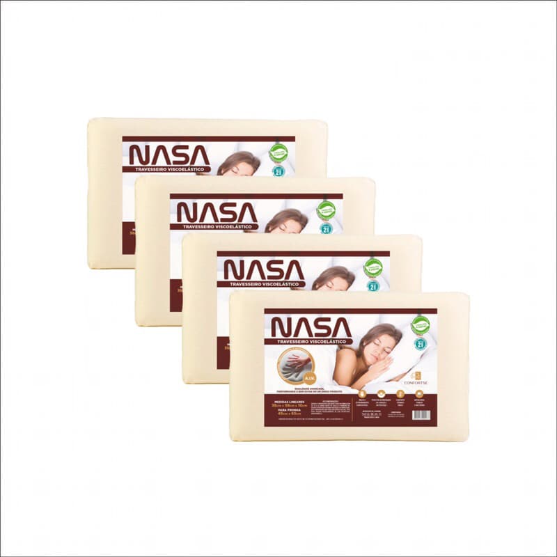 Kit com 4 Travesseiros Nasa Confortse (13cm de altura)