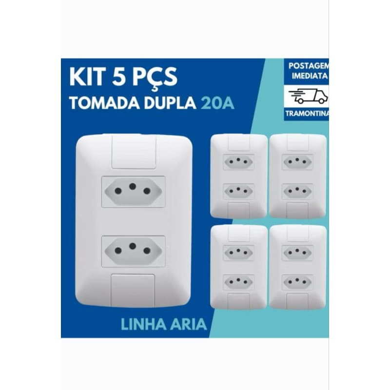 Tomada Dupla 20A Tramontina Aria,  Produto com qualidade, resistente,  durabilidade, de fácil instalação