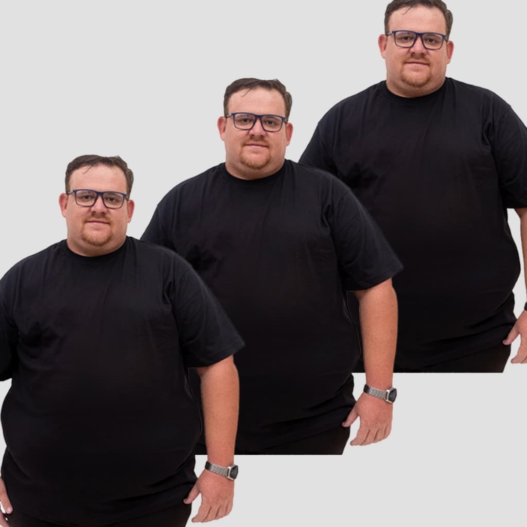 Kit 3 Camisetas Masculina Plus Size Preto 100% Algodão Lisa Básica Gola Redonda Manga Curta Casual