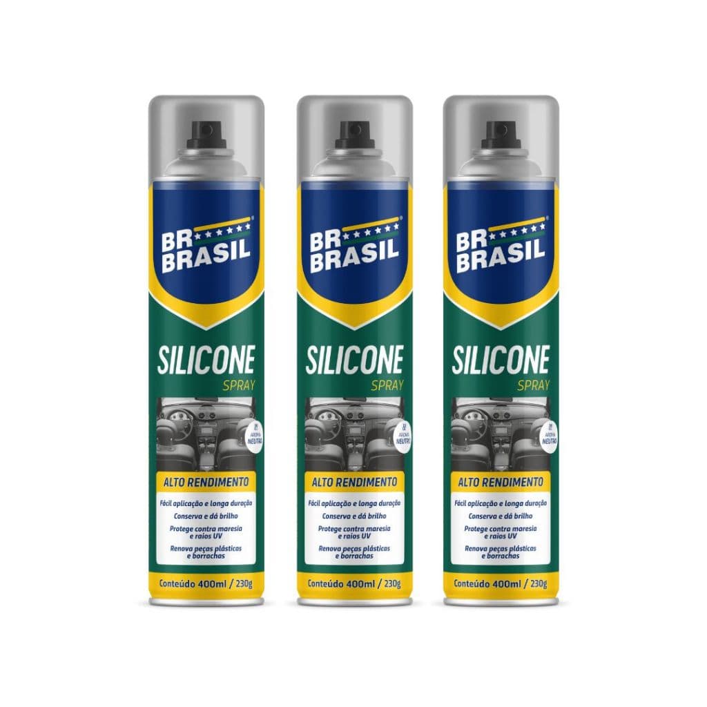 Kit 3 Silicone Spray Neutro 400ml Alto Rendimeto Br Brasil