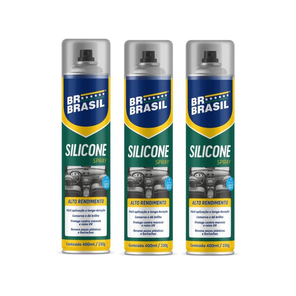 Kit 3 Silicone Spray Carro Novo 400ml Alto Rendimeto Br Brasil