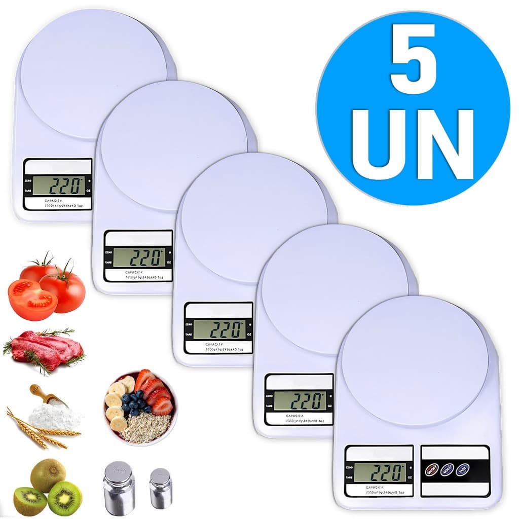 5 Balança de Cozinha Digital Portátil 10kg Display Digital – Ideal para Receitas Alimentos e Dieta