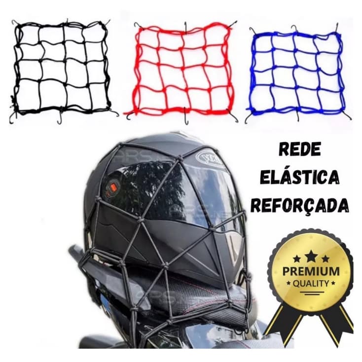 Rede Elástica Aranha Moto Mala Bagagens Cargas Bike 45x45 Cm