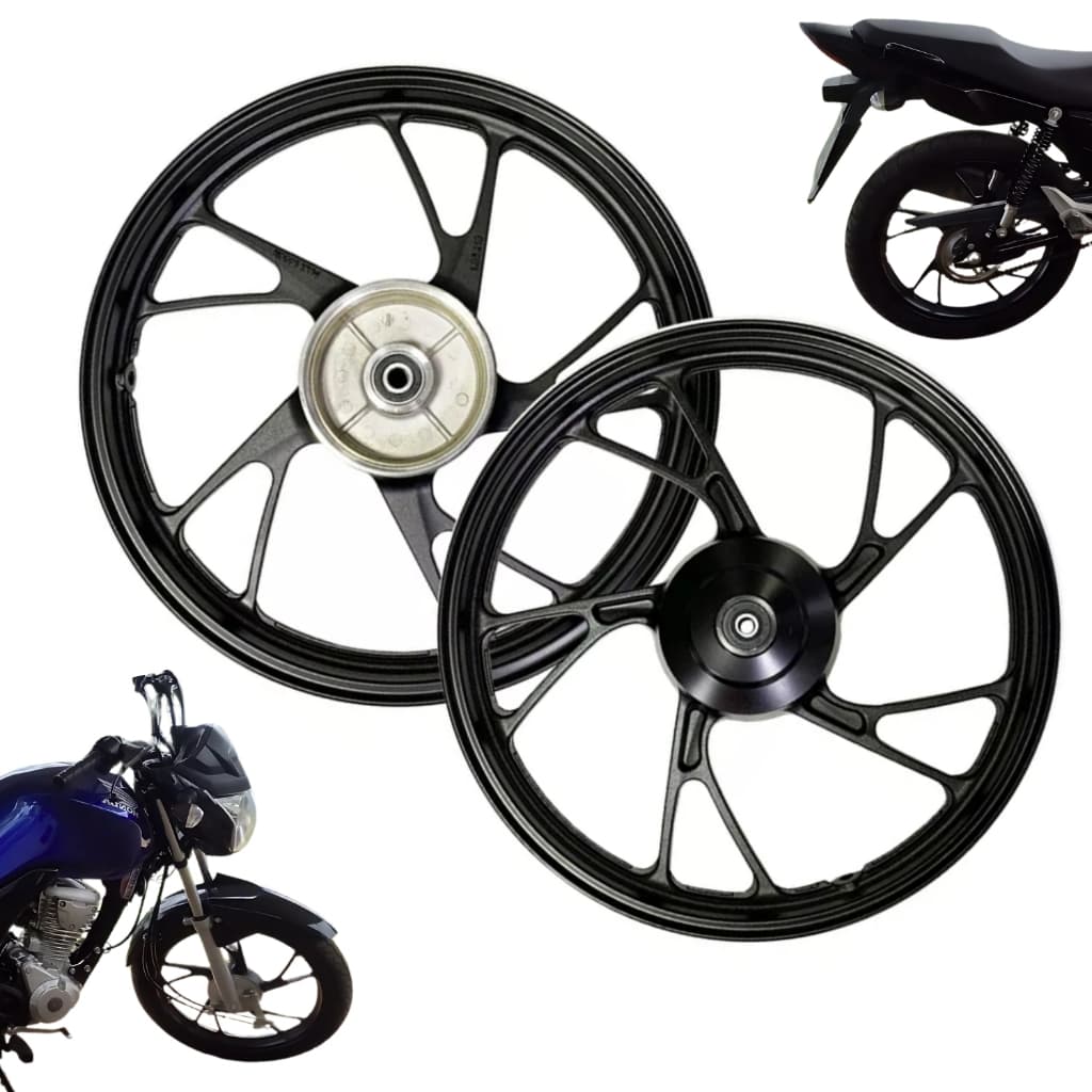 Roda Liga leve Pé de Galinha Fan 150 Freio a Tambor Preta