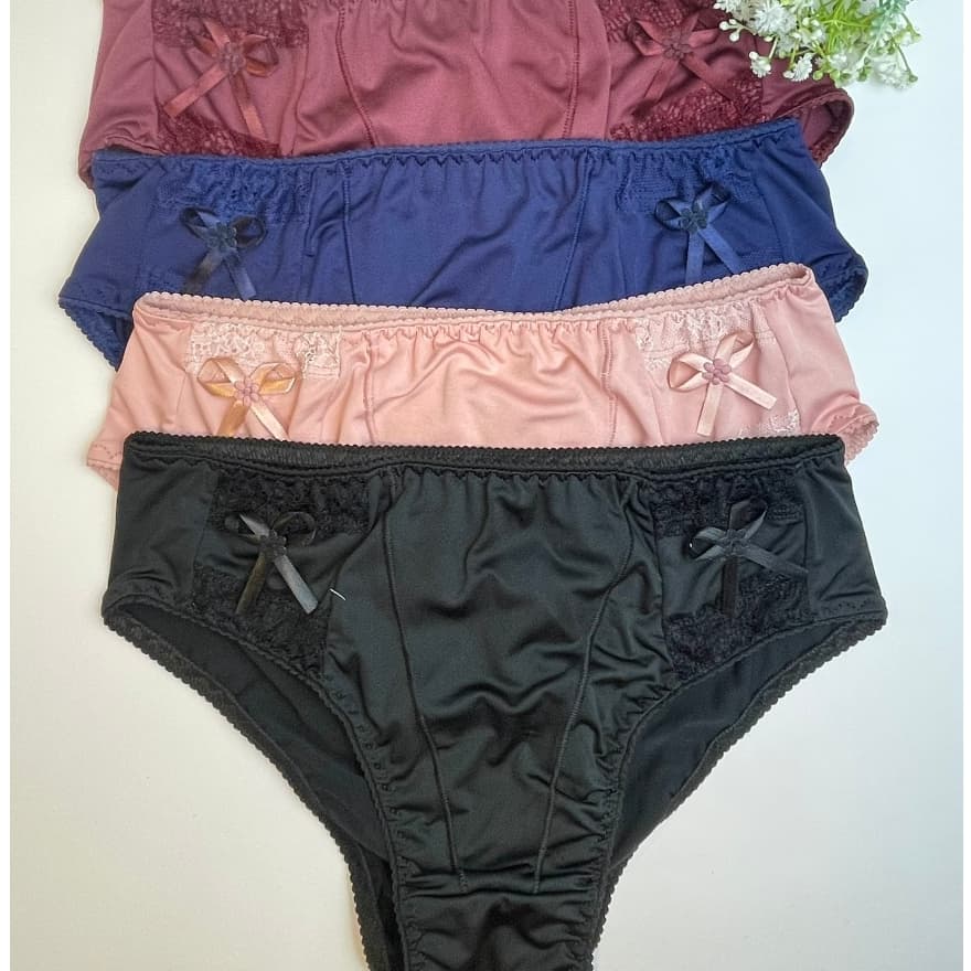 Kit 5 Calcinhas Calçola Conforto Com Lacinho Delicada Confortavel Feminina Moda Intima Plus Size Senhora Lisa