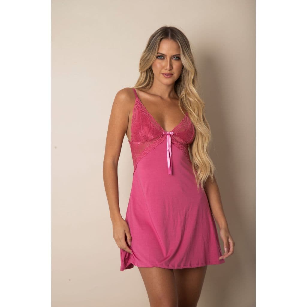 Camisola Sensual Poliamida Vestido de Dormi Rubi Camisola Sensual Rendada Sem Bojo Adulto Fresquinha